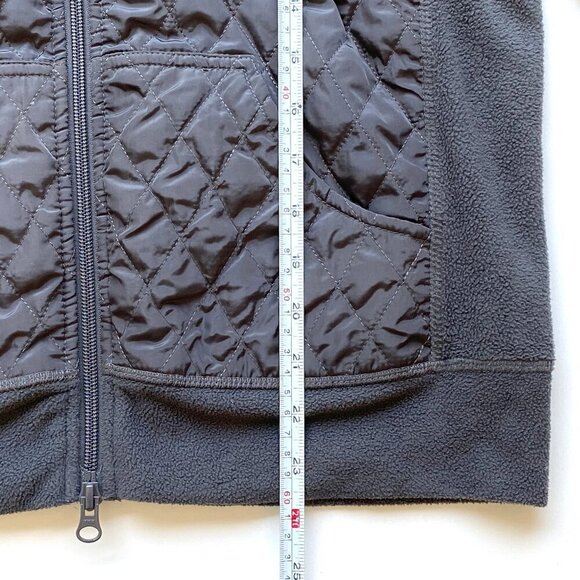 Neiman Marcus Womens M Hooded Fleece Quilted Jacket Full Zip Gray Sweatshirt - Picture 10 of 11